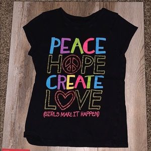 children’s peace, hope, creative and love t-shirt